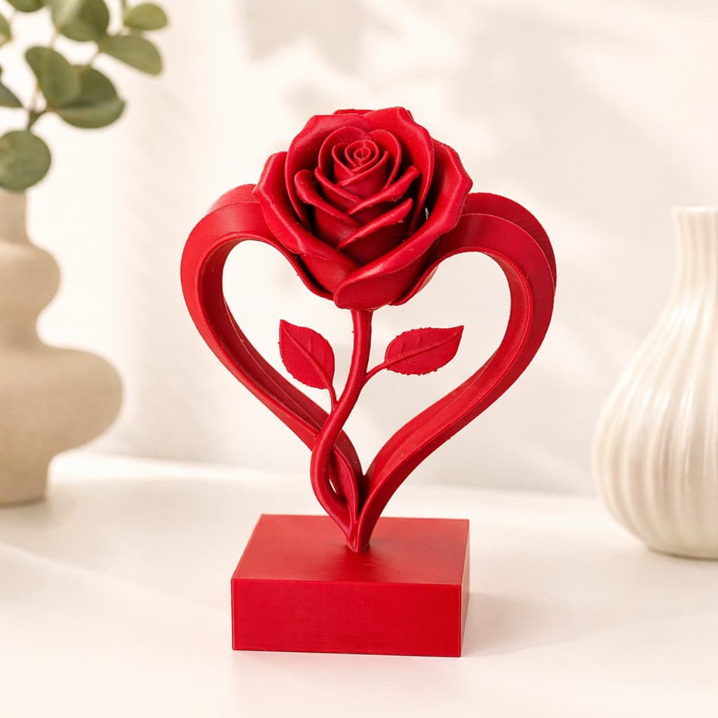 Rosa Decorativa Coração Presente Romântico Dia das Mães Namorados Decoração Elegante Moderno