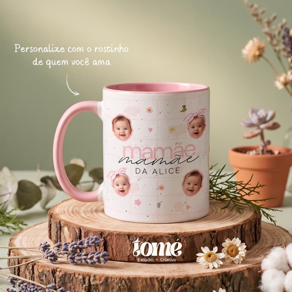 Caneca Rostinho Personalizada com Foto 💖 Presente Criativo Dia das Mães