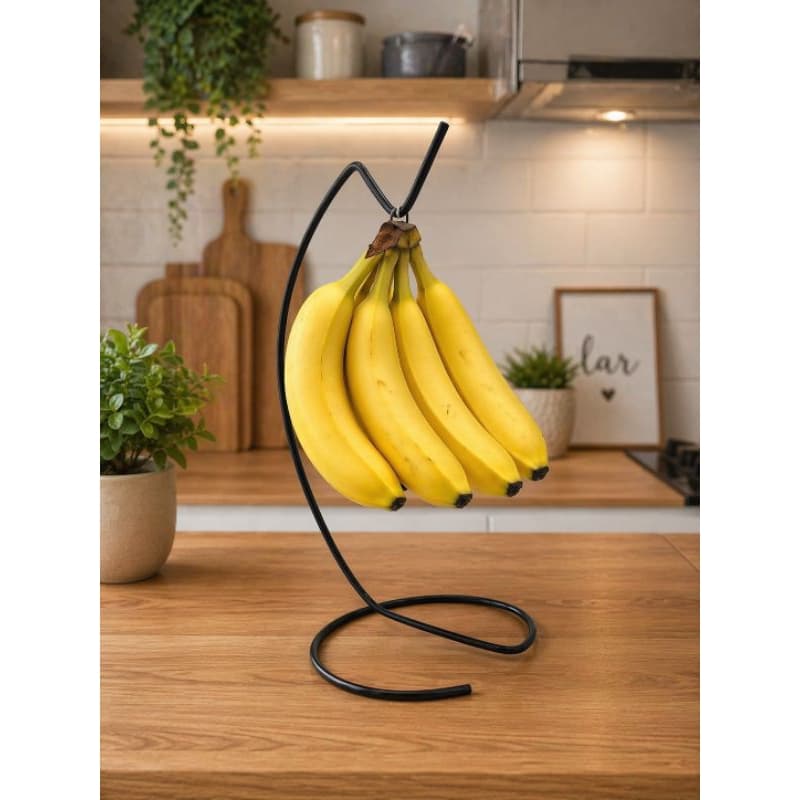 Fruteira Suporte para Bananas em Metal Preto Decorativo
