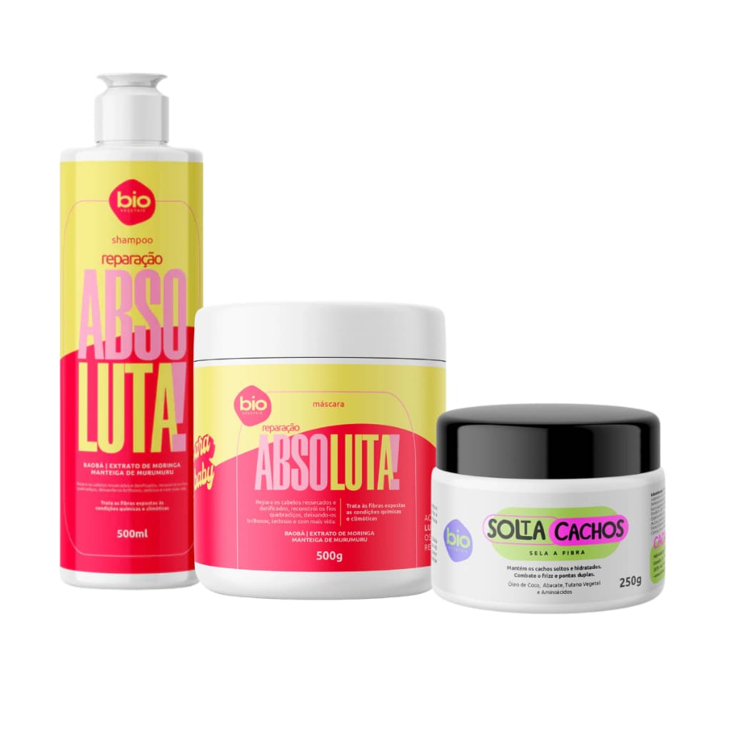 BTX Solta Cachos + Shampoo e Máscara Reparação Absoluta