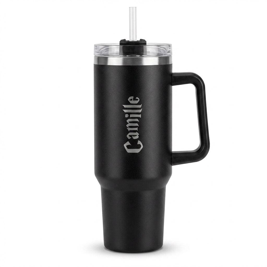 Copo Garrafa Térmica Alça Canudo 1200ml Personalizado Nome Laser