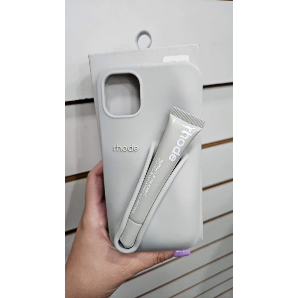 Capinha Inspiração Rhode com Porta Lip Balm iPhone Silicone Case Suporte Batom Estética