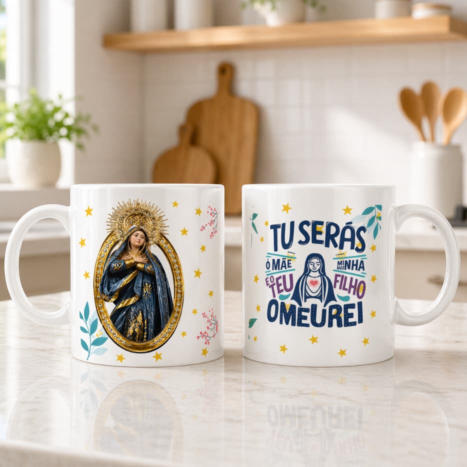 Caneca com Nome Nossa Senhora Minha Rainha Personalizada Presente Religioso Católico Xícara