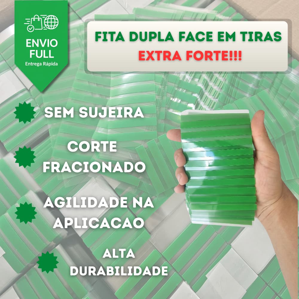 Fita Dupla Face Verde Extra Forte Adesiva para Painel Ripado Cabeceira Placa PVC (ENVIO FULL)