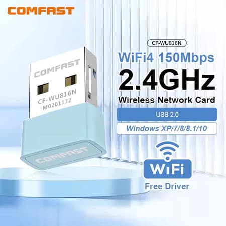 Adaptador Wi-Fi 6 USB Comfast 150/600 Mbps 2.4/5 GHz Rede Sem Fio para PC Notebook