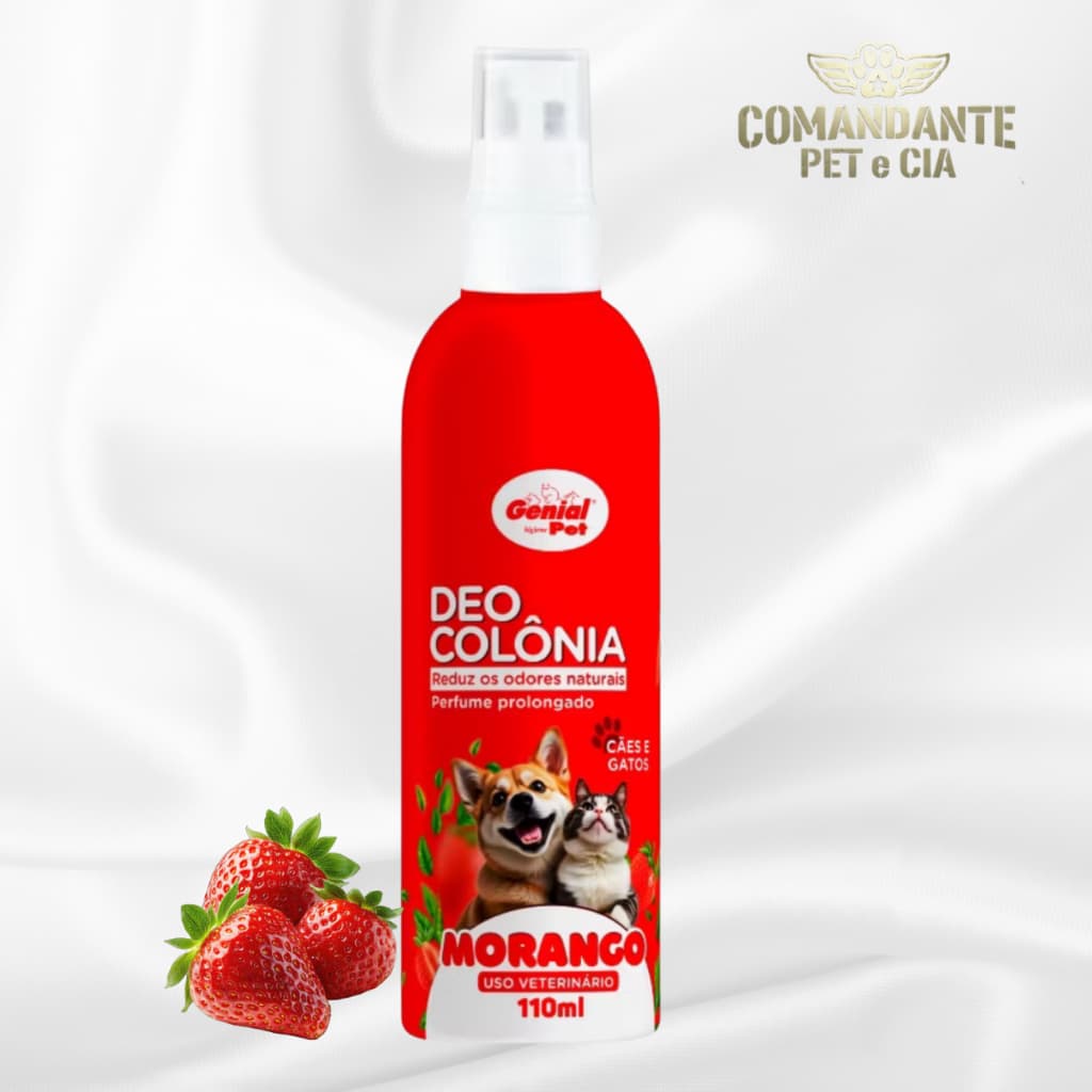 Perfume Deo Colônia Para Cachorro e Gato Morango Spray 110 ml - Genial Pet