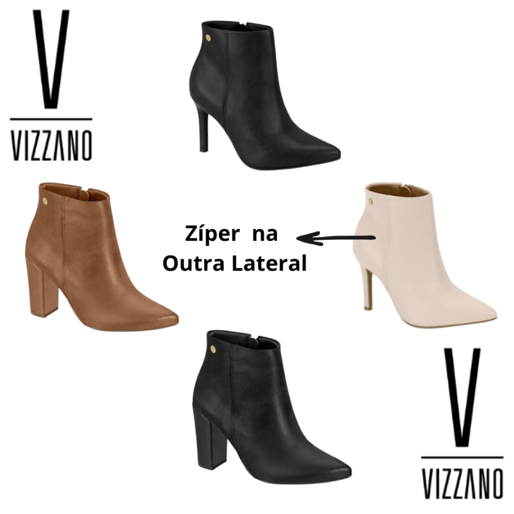 Bota Vizzano Original Cano Curto Feminina C/ Zíper Salto Fino e Grosso Alto 9cm Confort FRETE GRATIS