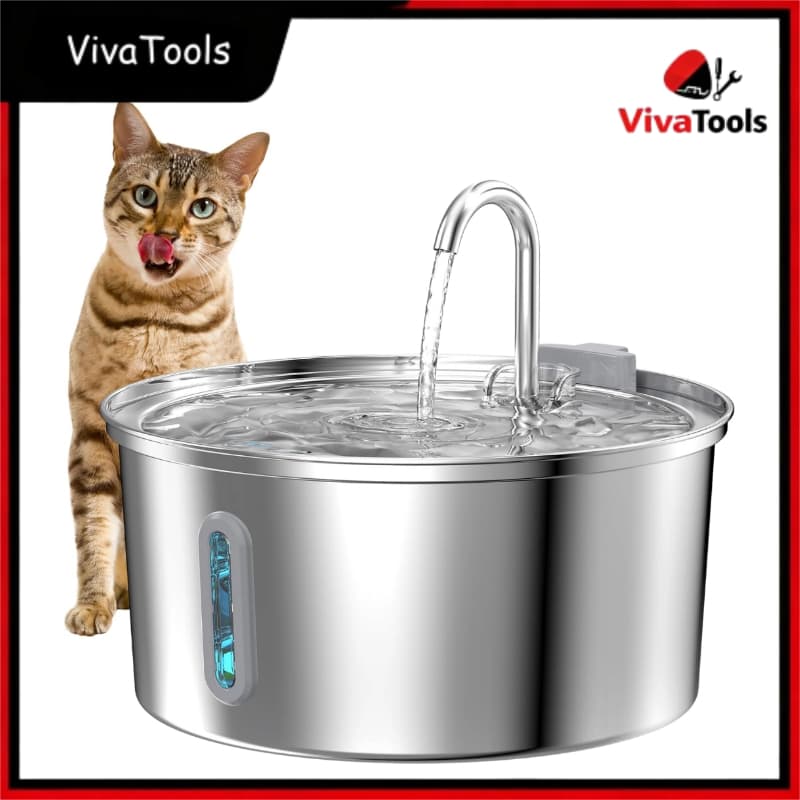 💧 Fonte de Água Automática para Pets 3L – Bebedouro Silencioso em Aço Inox com Janela de Visor NewPet 🐾