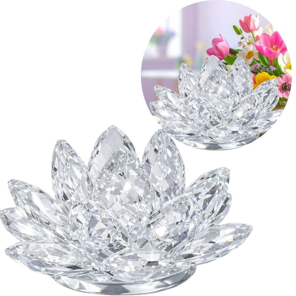 Flor de Lotus E Cristal de Vidro Chines para Presenyte e Decoração 8,5 cm- 10cm e 12 cm