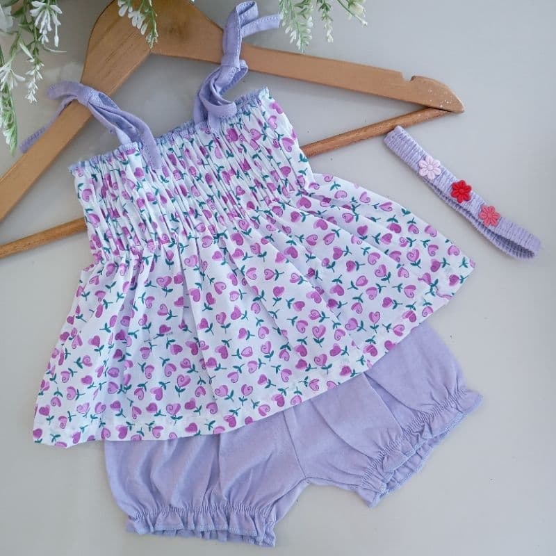 Conjunto bebê bata, short e tiara e kit 3 peças roupa de bebê menina