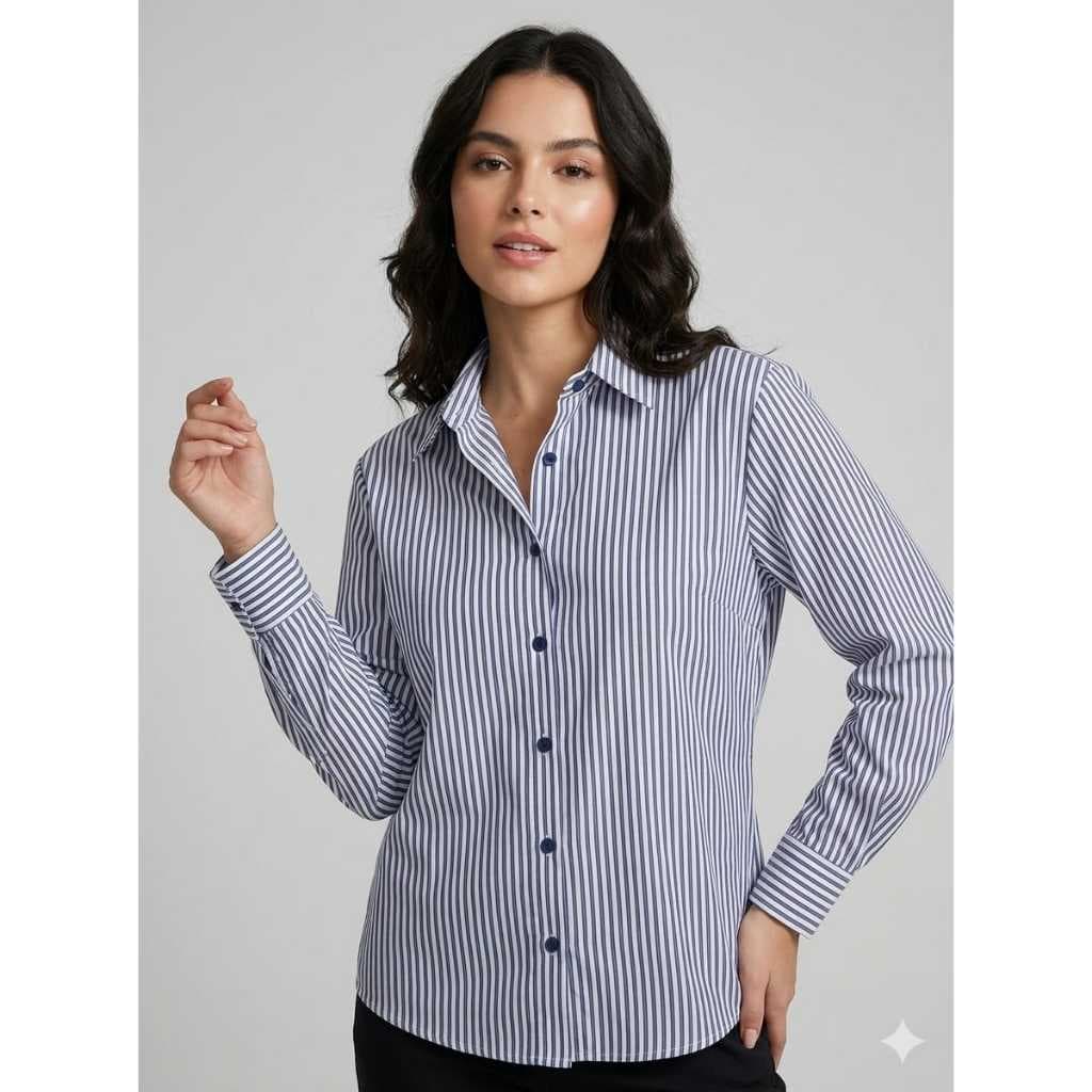 Camisa Social Listrada em Algodão - Caimento Perfeito e Acabamento de Luxo