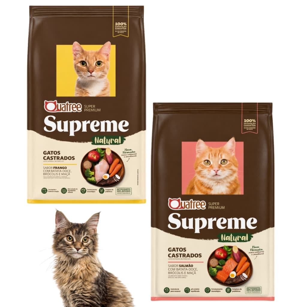 Kit Com 1 Quatree Supreme Castrado Sabor Salmão 1 Quatree Castrado Sabor Frango Sendo 1 Kg de cada.