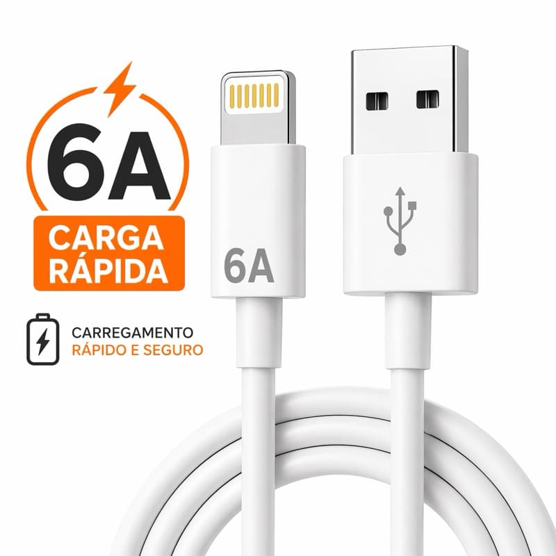 Cabo iPhone USB Premium Carregamento Rápido 1m Reforçado