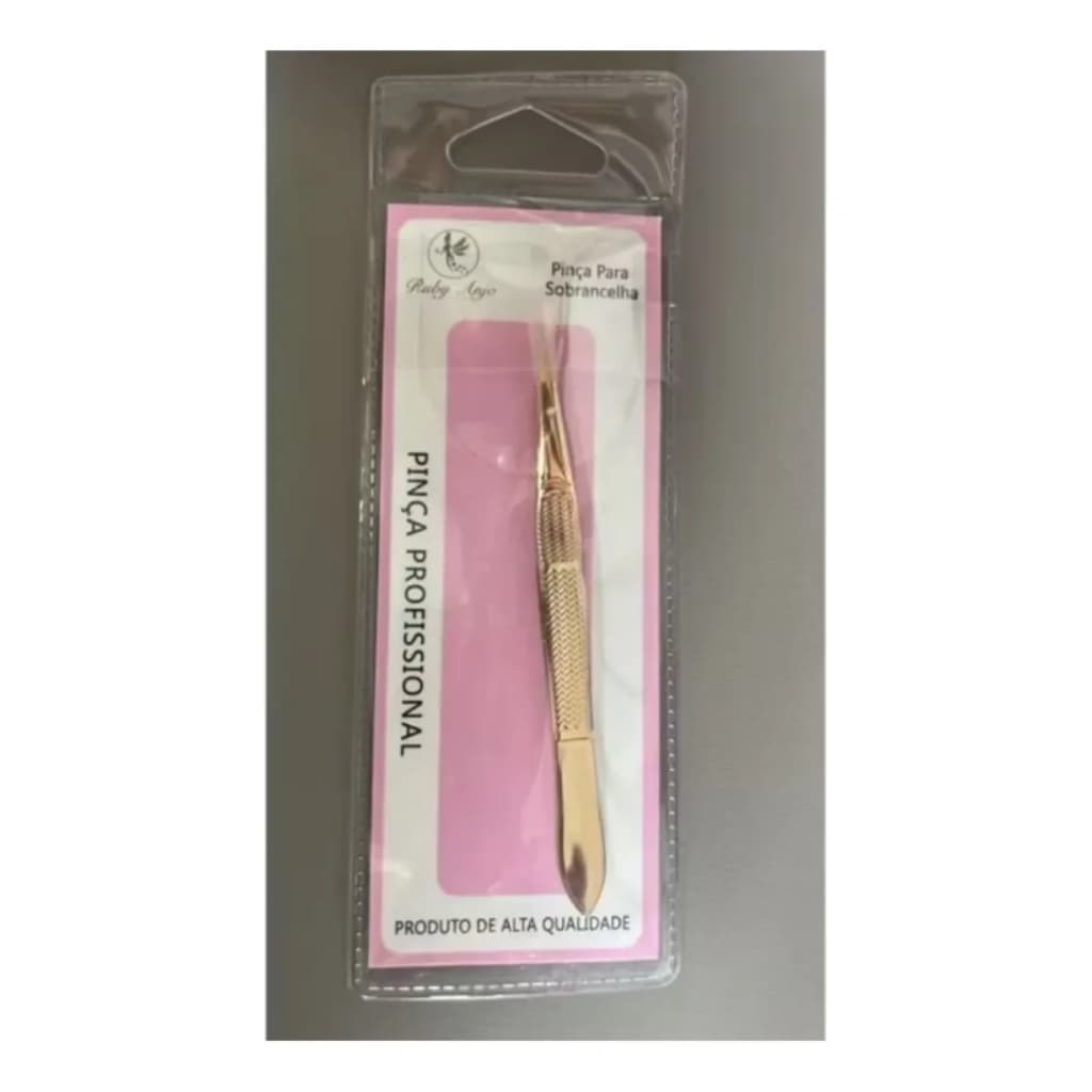 Pinça de Sobrancelha Ruby Anjo Ponta Inclinada Chanfrada Aço Inox Profissional