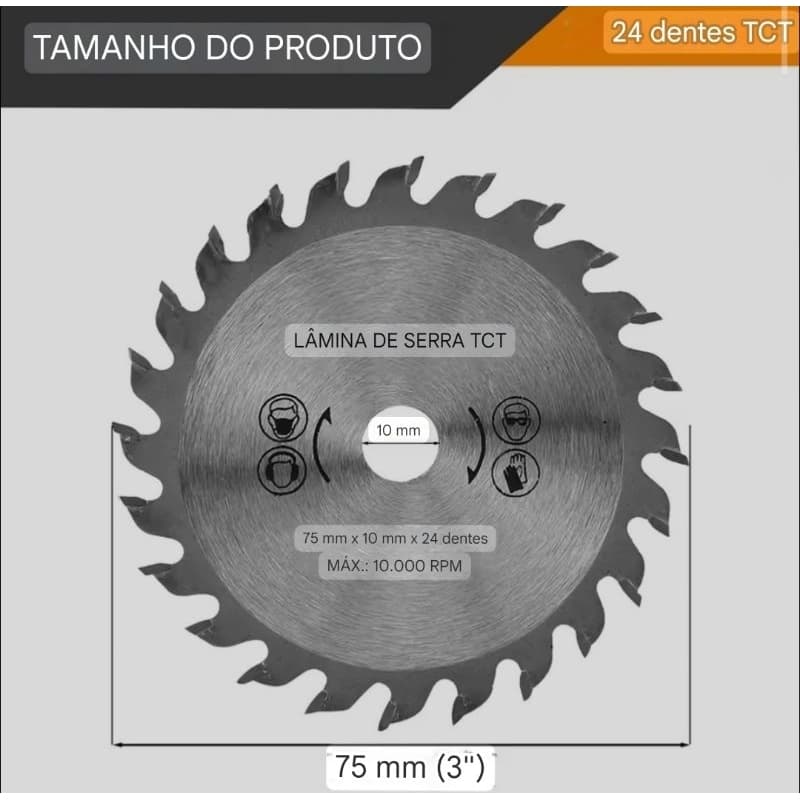 75mm 3 polegadas Tct lâmina de serra circular 24t