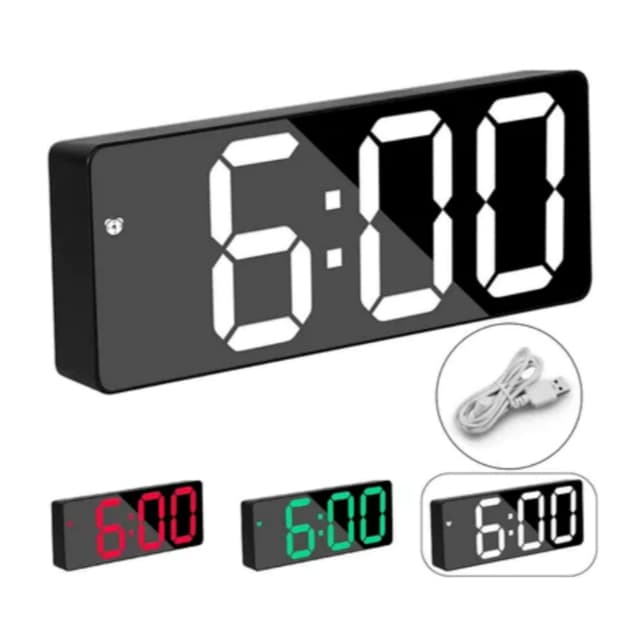 Relógio Digital Mesa Despertador Visor LED Color