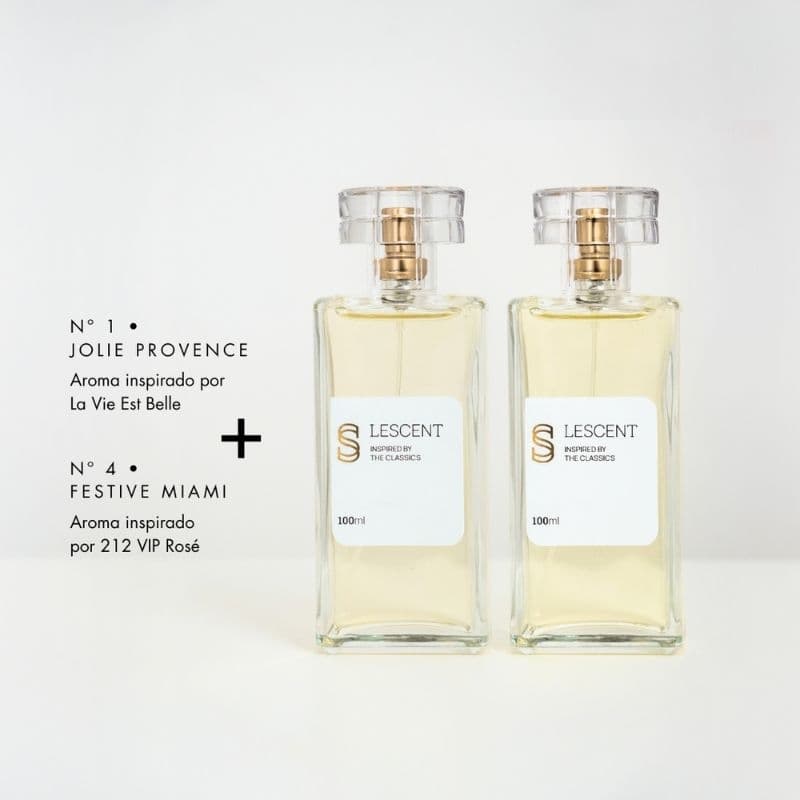 Kit Dueto Elegância Nº 1 • Jolie Provence + Nº 4 • Festive MiamiAromas Inspirados em Grandes Sucessos Importados
