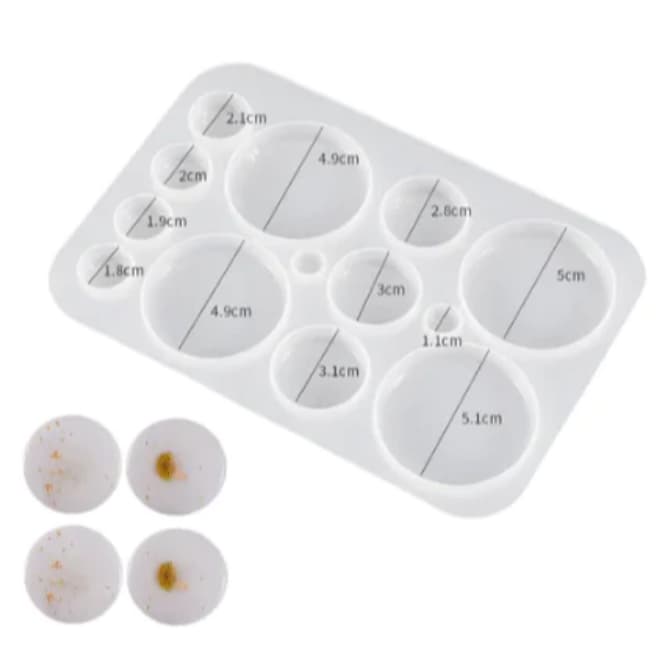 Molde Silicone para Pingentes e Brincos de Círculos Tamanhos Variados / Molde para Resina Epóxi