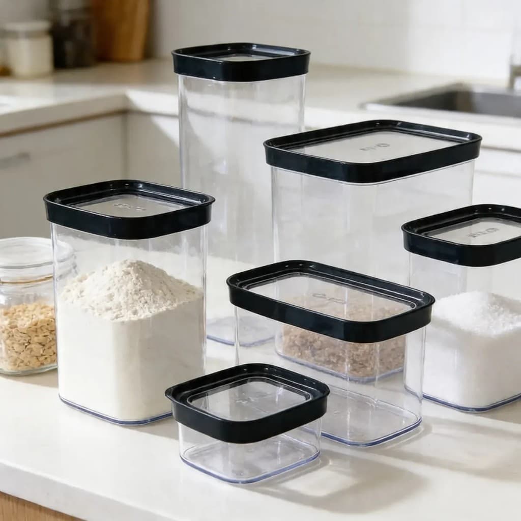 Conjunto de 6 Potes Herméticos para Organização de Mantimentos