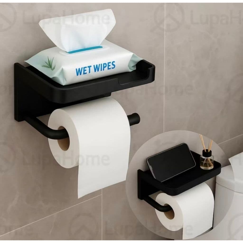 Suporte para porta papel higiênico com suporte de celular acessório banheiro