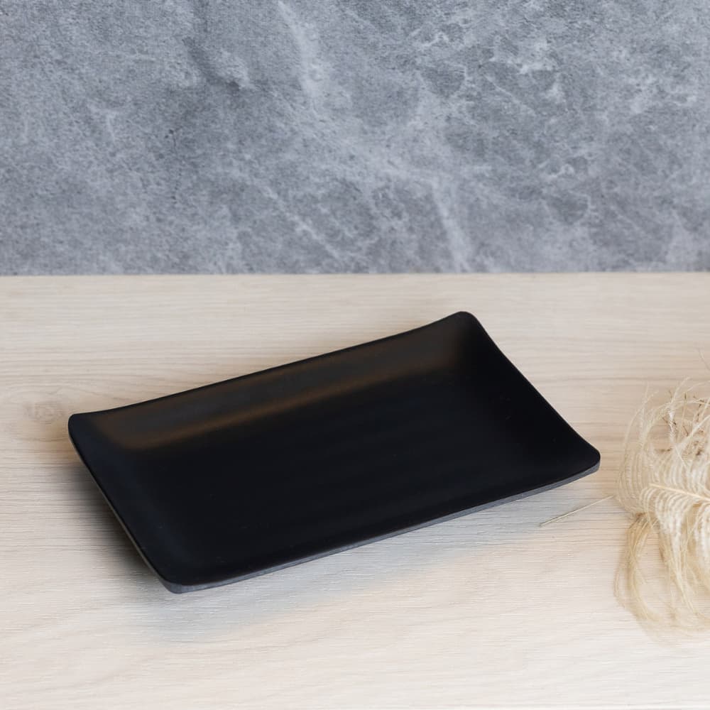 Travessa Retangular Melamina Preta Lyor Tóquio 17,5cm para Sushi Comida Japonesa