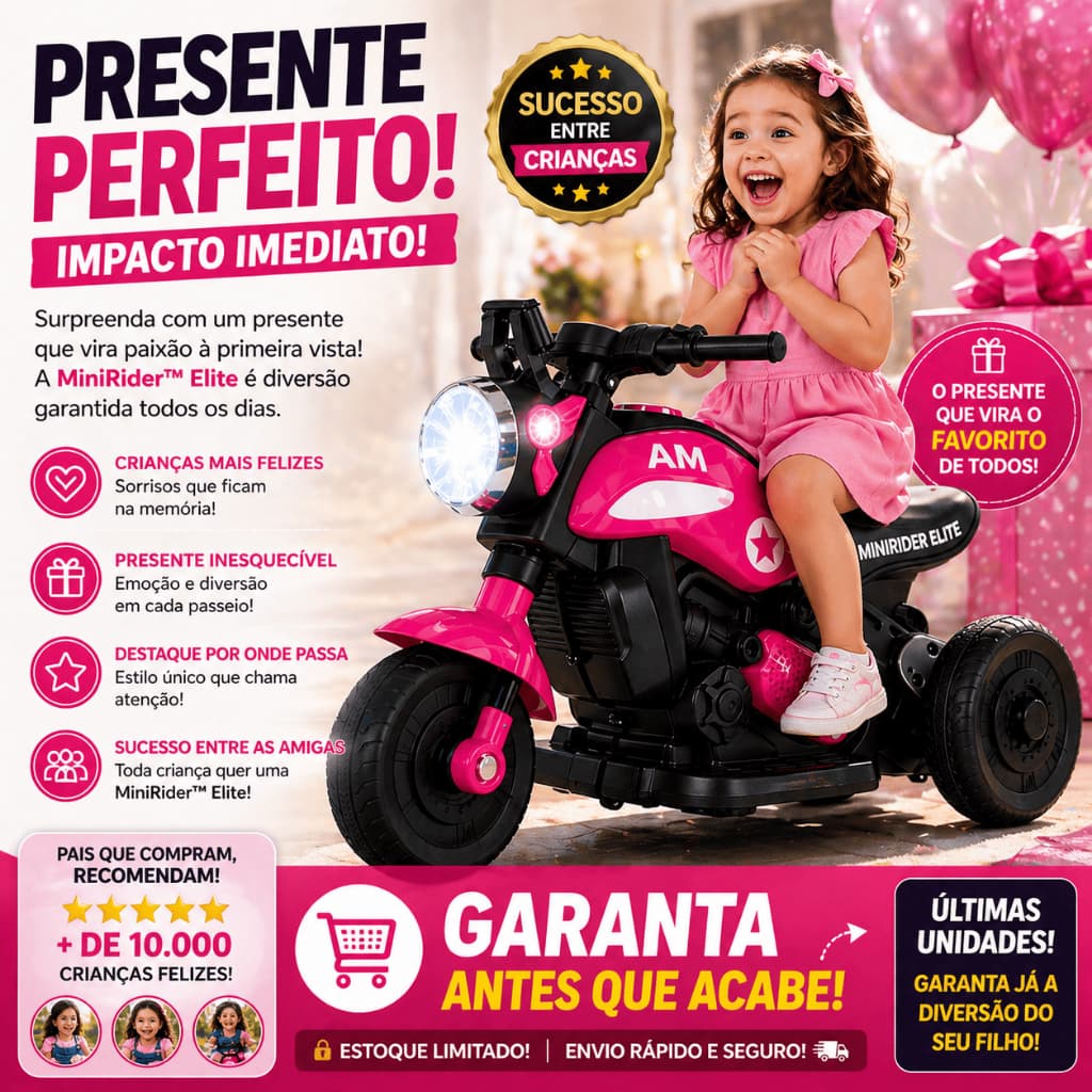 Mini Moto Elétrica Infantil Daily - Rosa