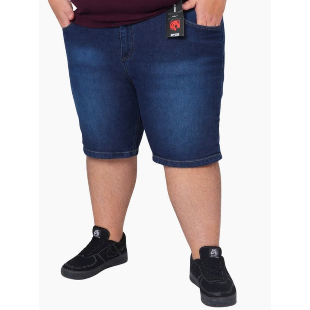 Bermuda Jeans Masculina Plus Size Luxo Com Lycra Elastano Premium - 50 ao 56 | Envio Rápido Presente Pai