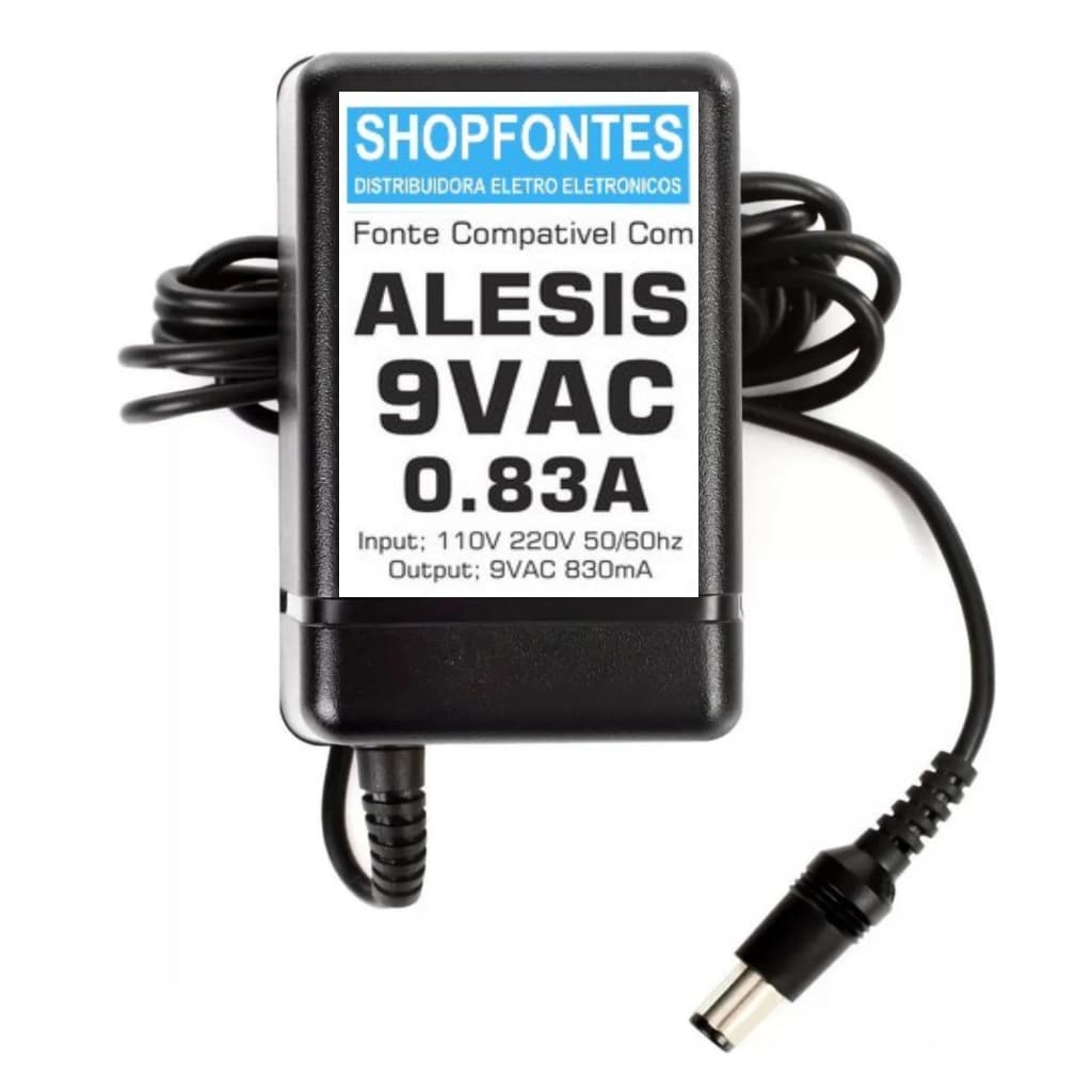 Fonte AC 9v 830mA Para Equipamentos Alesis 110V/220V CHAVE SELETORA