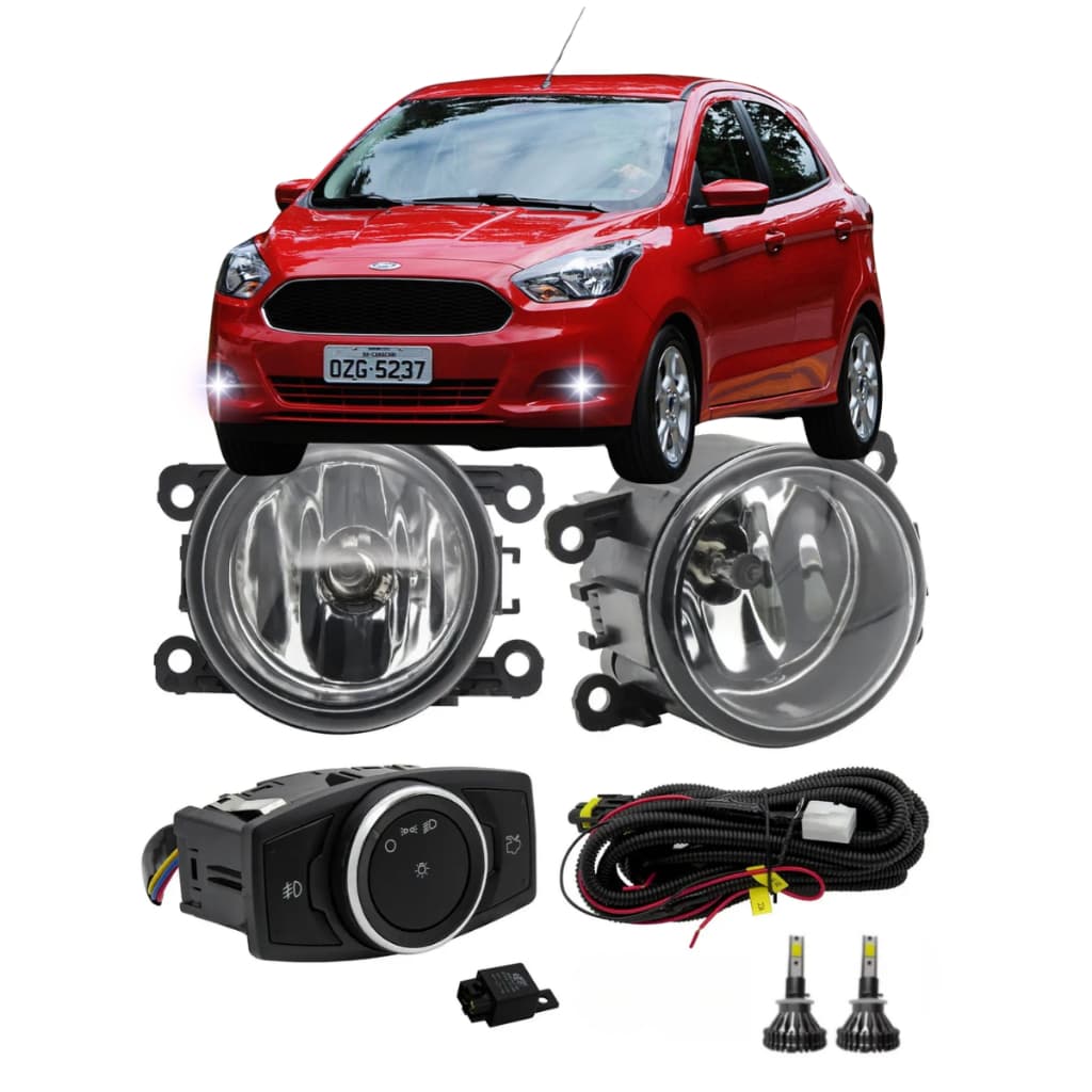 Kit Farol De Milha Ford Ka 2015 2016 2017 2018 2019  2020 BOTAO M/ ORIGINAL + FAROL LENTE DE VIDRO+ LED H11