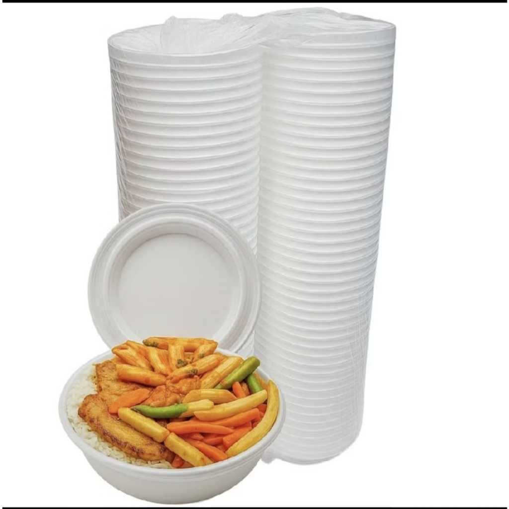 Pratos Marmitex Isopor Com Tampa Capacidade 750-ML Formato Redondo Para Marmitas.