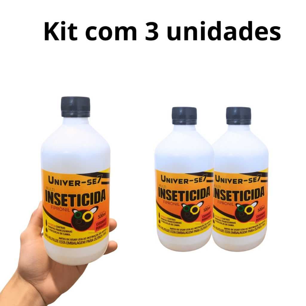 3 Univer-se7 Mult-Inseticida 500ml Elimina: Percevejo de Cama sem borrifador (ANVISA com venda livre)