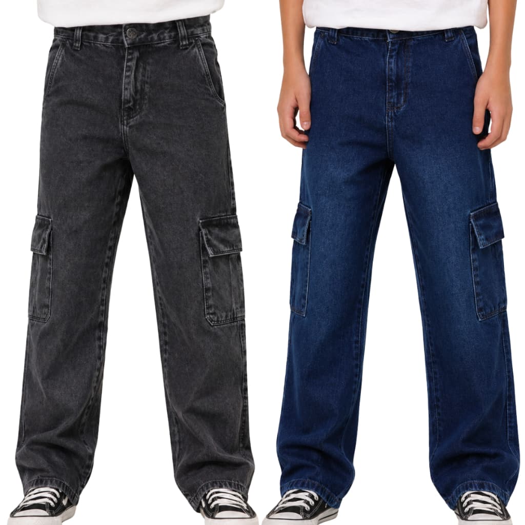 Kit 2 Cargo jeans e marmorizada de menino adolescente modinha do 10 ao 16