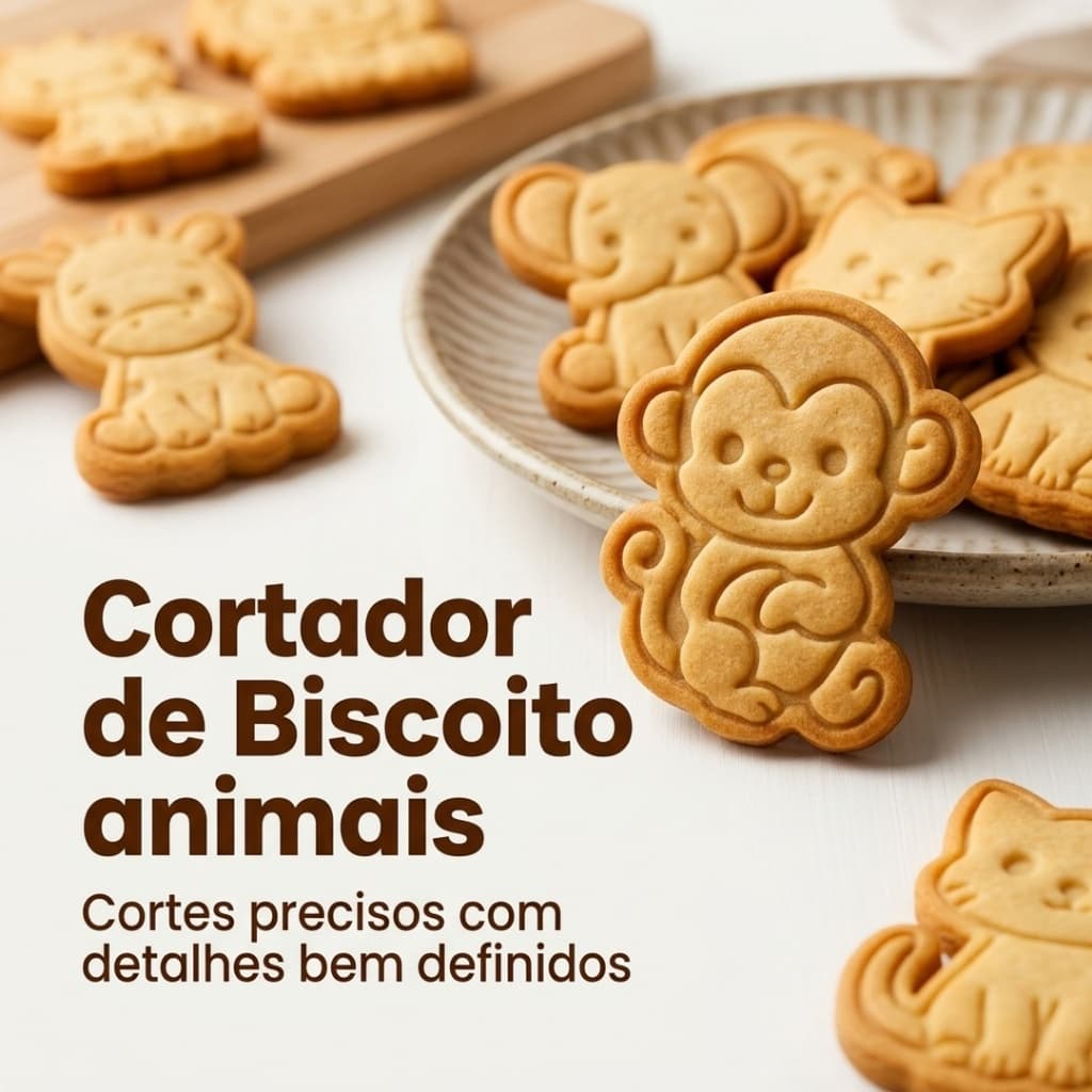 Kit 8 Cortador de Biscoito Infantil Fazendinha de Animais 5cm Cortador Bolacha Amanteigada Massinha