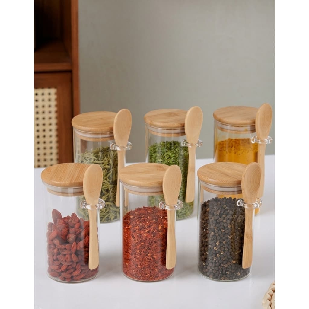 Kit 6 potes Vidro Borossilicato Hermético Porta Temperos 300ml