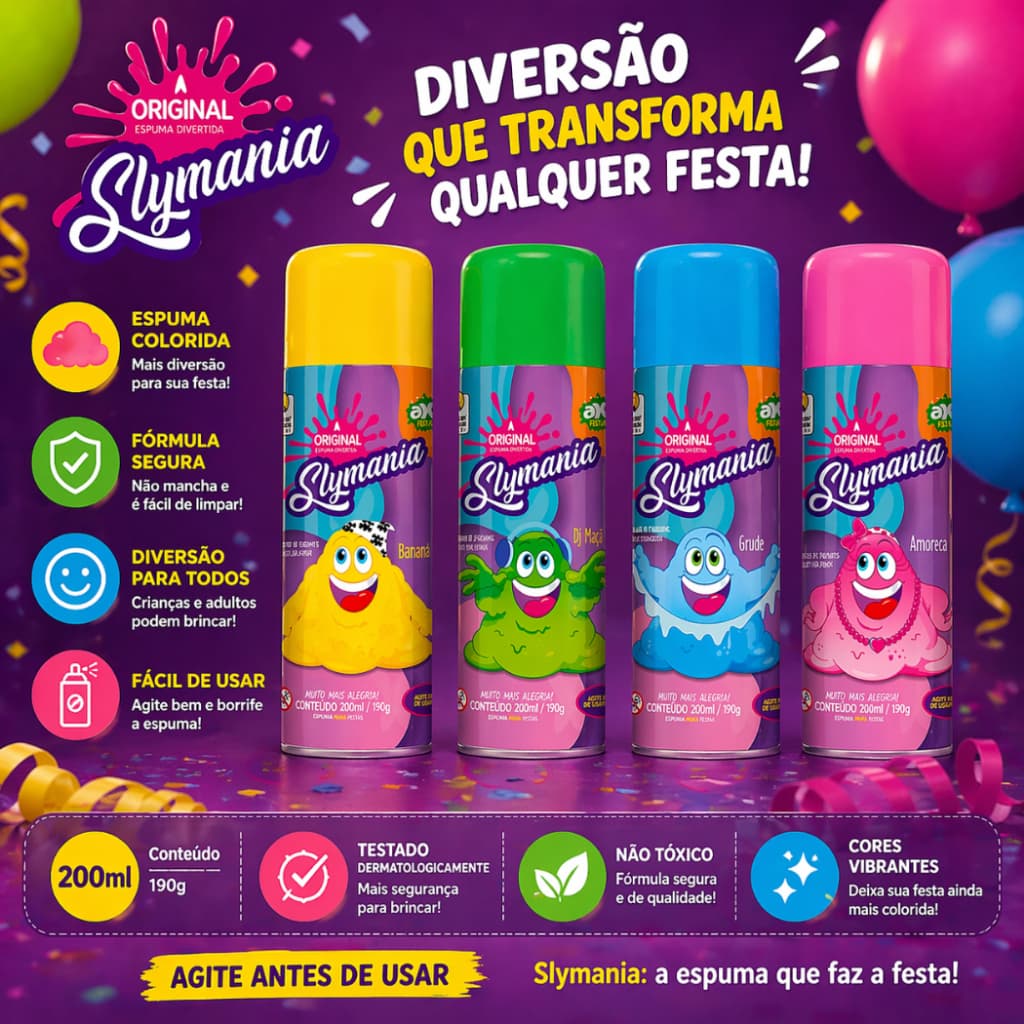 Espuma Slime Slymania Colorida com Cheiro 200ml