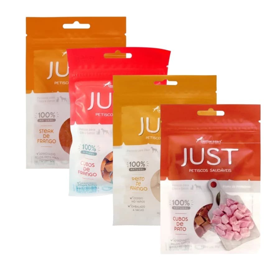 kit 4 Petiscos Naturais para cães e gatos Just - Escolha o Sabor