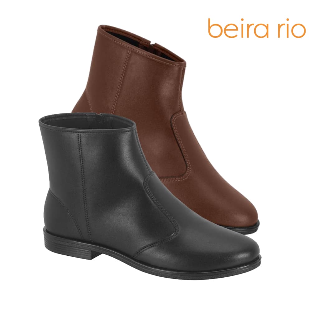 Bota Feminina Beira Rio Coturno Cano Curto Salto Grosso Baixo Confortável Original