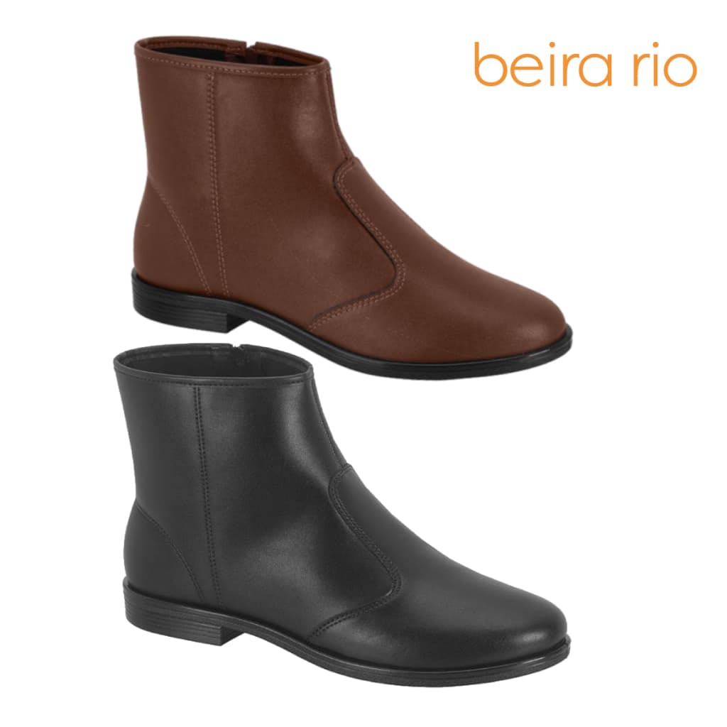 Bota Feminina Beira Rio Casual Coturno Cano Curto Salto Grosso Baixo Confortável Original