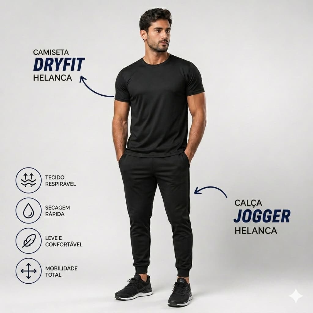 Kit Calça Jogger Masculina + Camiseta Dry Fit Masculina