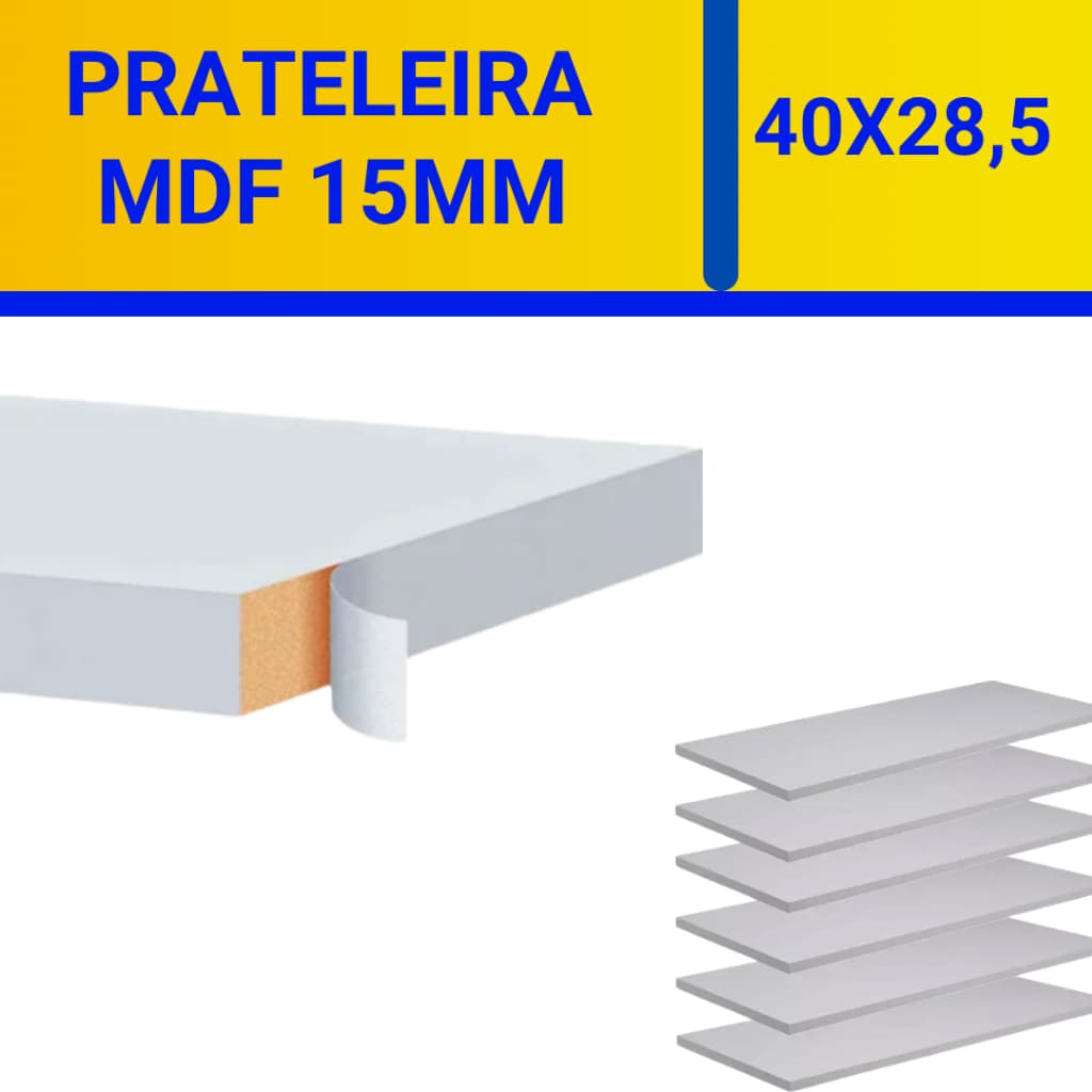 Prateleira Branca MDF 15mm 40x28,5cm não acompanha suporte