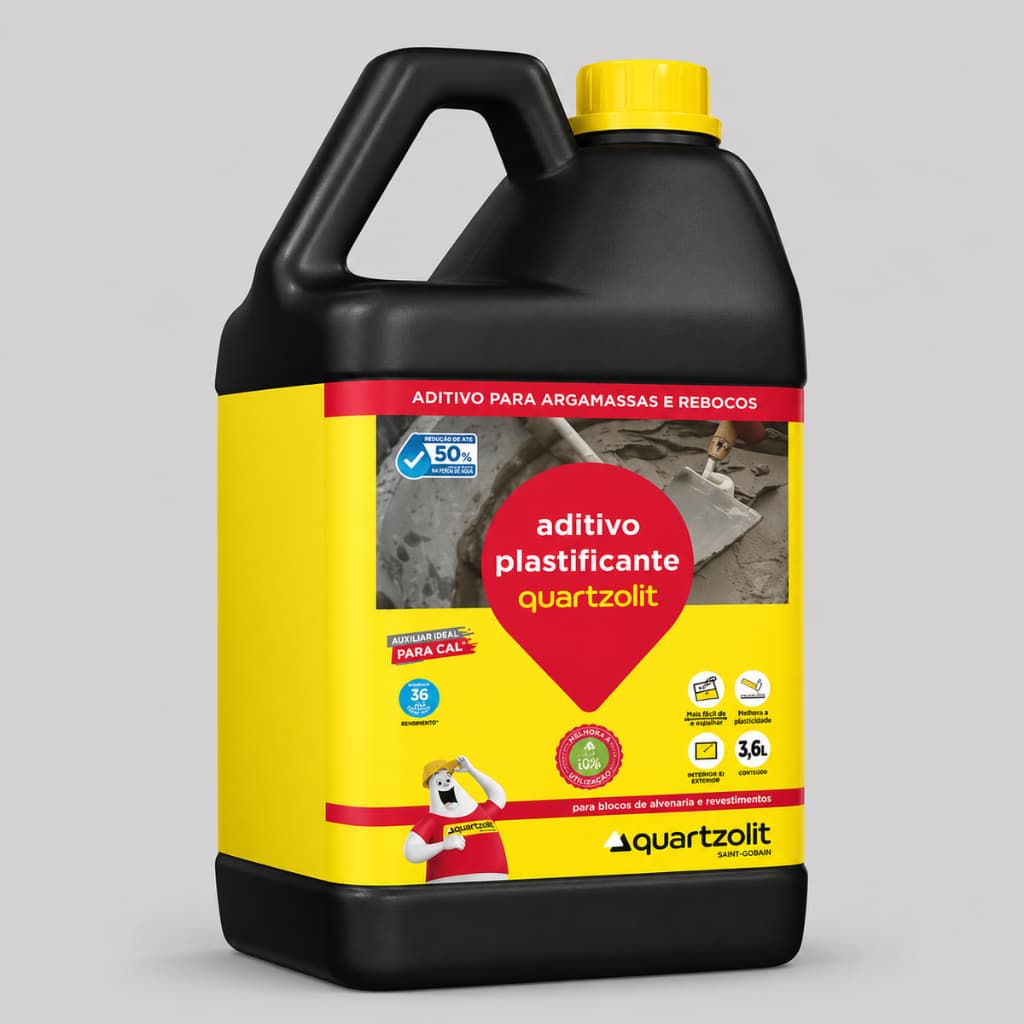 Aditivo Plastificante Rebocos Argamassas 3,6L Quartzolit
