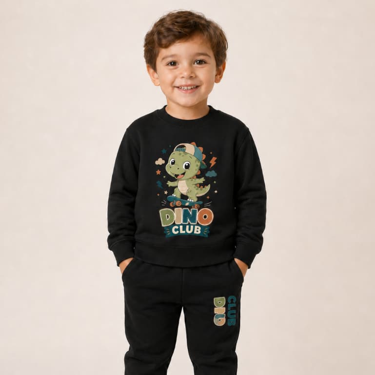 Conjunto Moletom Infantil  Dino Club Blusa Careca Calça Jogger