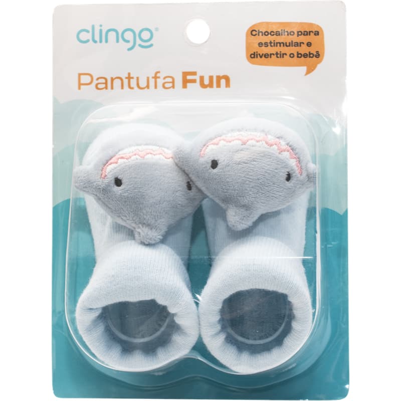 Pantufa Para Bebê Clingo com Chocalho Faz Barulho ao Balançar Tubarão Para Bebês Tamanho ùnico