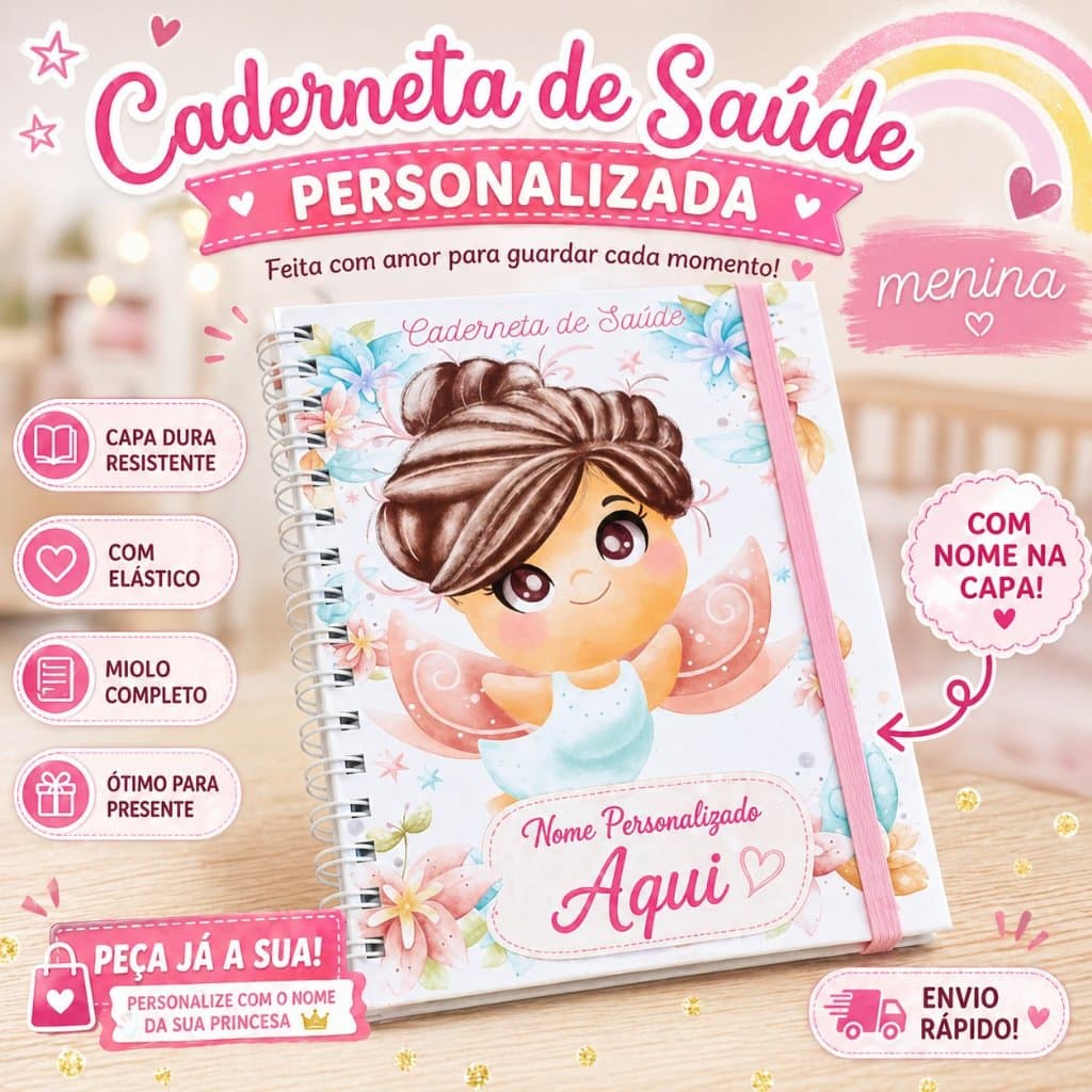Caderneta de Vacina Menina atualizada vários temas