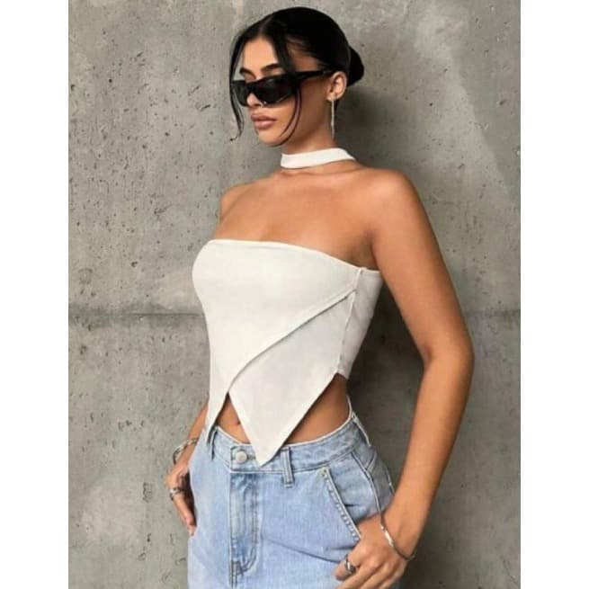 Blusa HALTER TOP ASSMETRICA RIBANA ELEGÂNCIA E CONFORTO