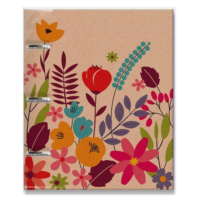 Caderno Argolado Fichário Floral Kraft -  Miolo Decorado