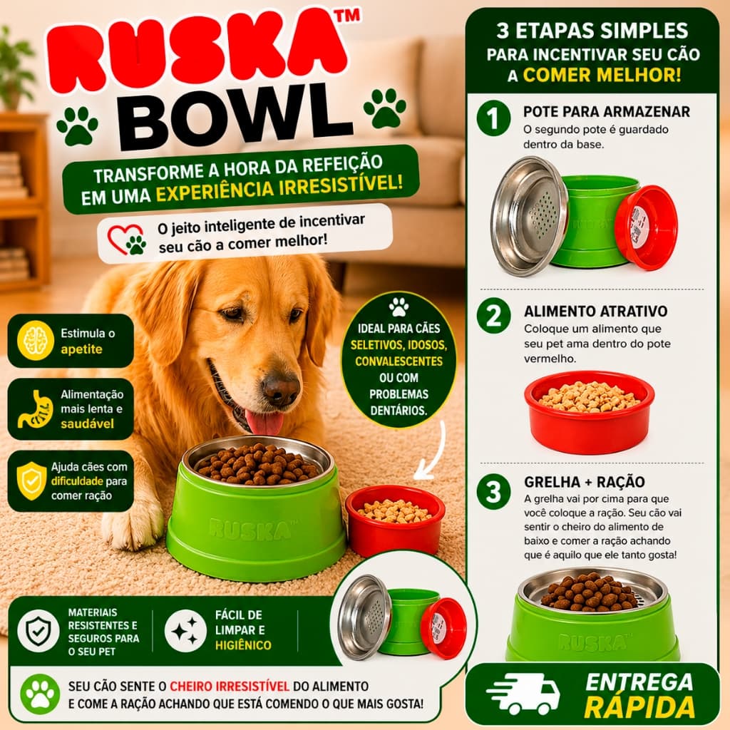 Comedouro Aromático Ruska Bowl Para Cães Olfativo - Verde