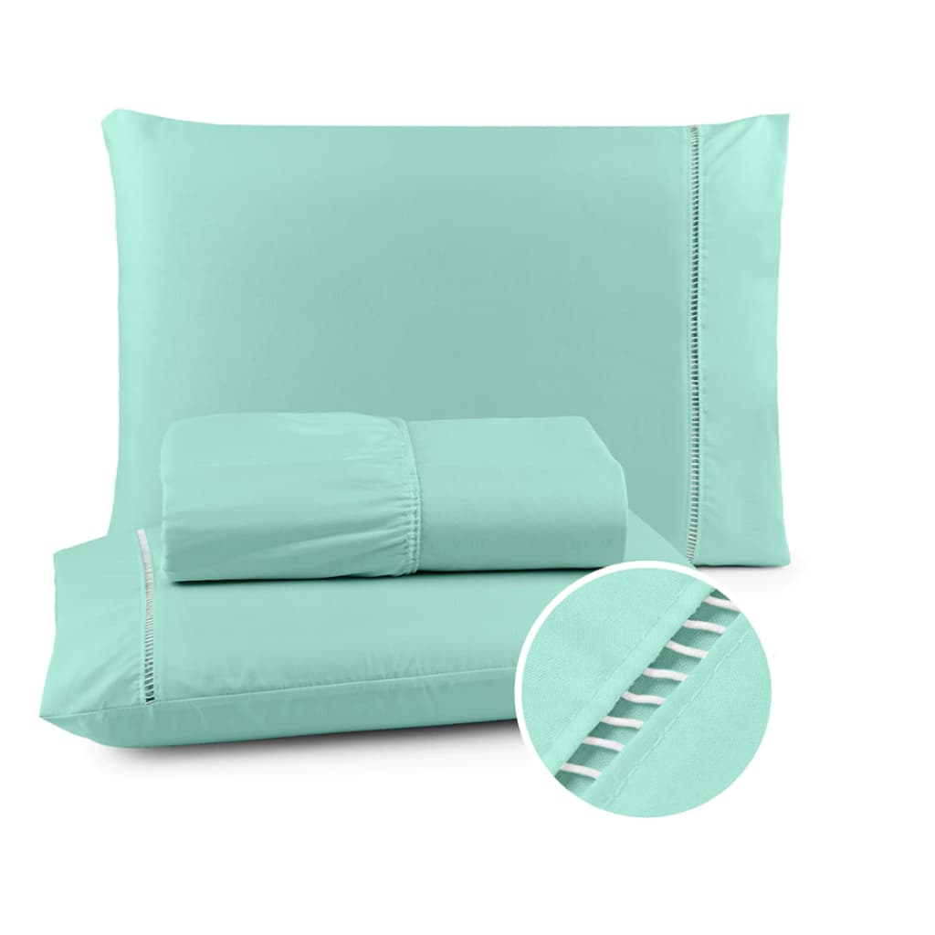 Jogo de Lençol 400 Fios Cama Solteiro Casal Queen King Micropercal Ponto Palito