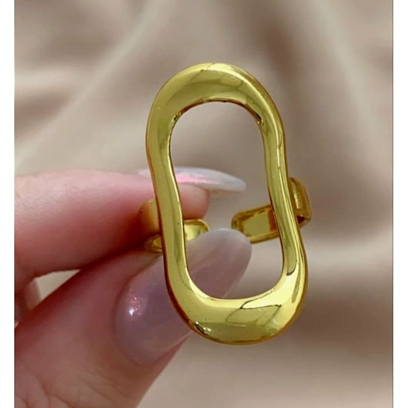 Anel Oval Orgânico Ajustável Aço Inoxidável.