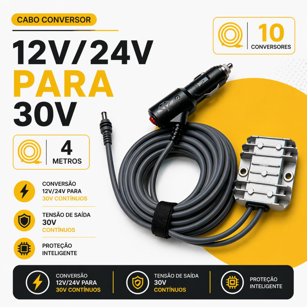 Kit 10 Conversores Dc com Botão P/ Starlink Mini 12/24v 30v 3 Em 1 Veicular 4 metros